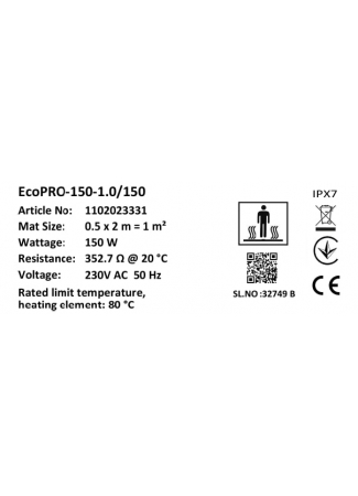 Комплект-Мат нагрівальний Bonjour Soft Heat EcoPRO-150-1.0/150 W/m2 з терморегулятором RTP Bonjour Soft Heat EcoPRO	 зображення 7
