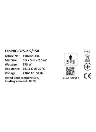 Мат нагрівальний в комплекті Bonjour Soft Heat EcoPRO-375-2.5/150 W/m2 Bonjour Soft Heat EcoPRO	 зображення 6
