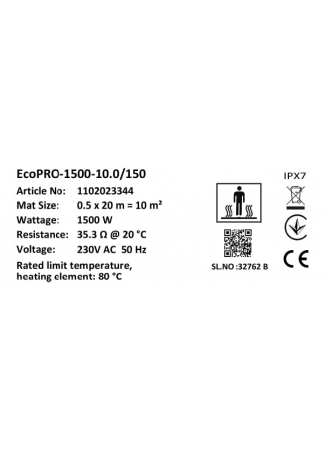 Комплект-Мат нагрівальний Bonjour Soft Heat EcoPRO-1500-10.0/150 W/m2 з терморегулятором RTP Bonjour Soft Heat EcoPRO	 зображення 7