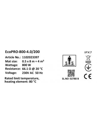 Мат нагревательный в комплекте Atlantic Nevada Profi EcoPRO-800-4.0/200 W/m2 Atlantic Nevada Profi EcoPRO изображение 6