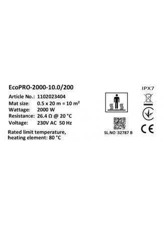 Мат нагрівальний в комплекті Atlantic Nevada Profi EcoPRO-2000-10.0/200 W/m2 Atlantic Nevada Profi EcoPRO зображення 6