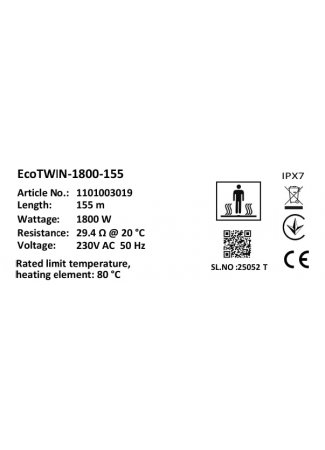 Кабель нагрівальний в комплекті Warmstad Max EcoTWIN-1800-155 W/m Warmstad Max EcoTWIN зображення 6